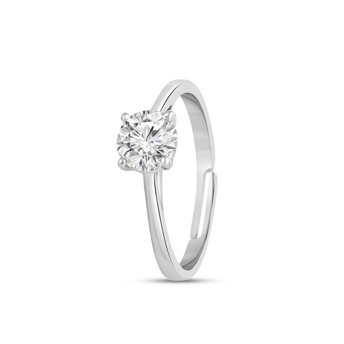 Solitaire Sparkle Rhodium Plated 925 Sterling Silver Ring