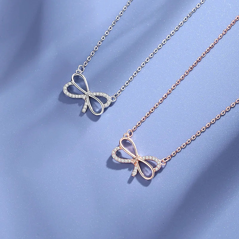 925 Silver Bow Necklace for Women