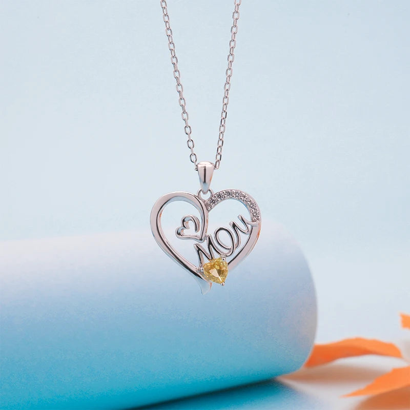 925 Sterling Silver Mother Pendant Heart-shaped