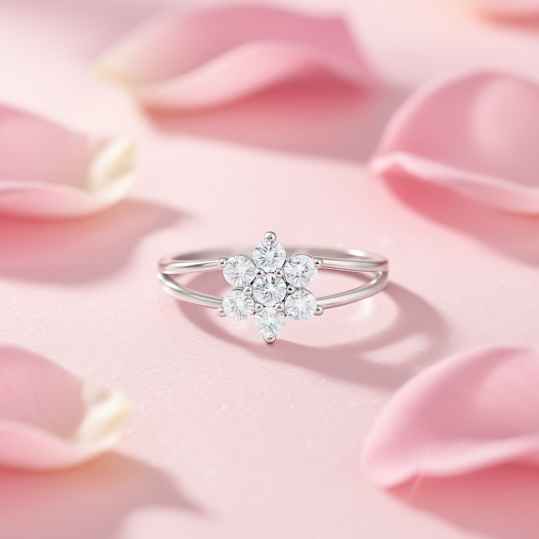 Flower of Fortune Rhodium Plated Ring (Adjustable)