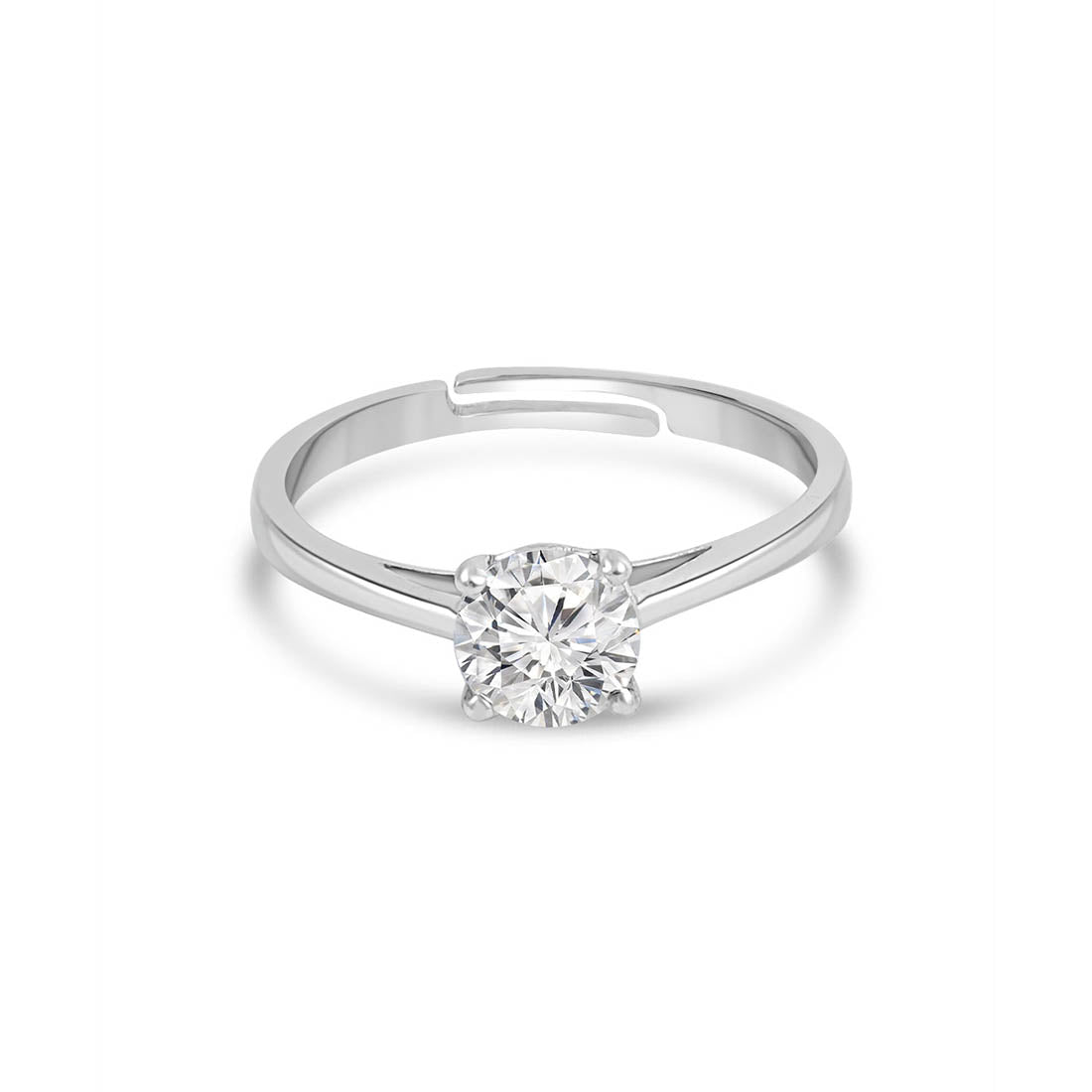 Solitaire Sparkle Rhodium Plated 925 Sterling Silver Ring