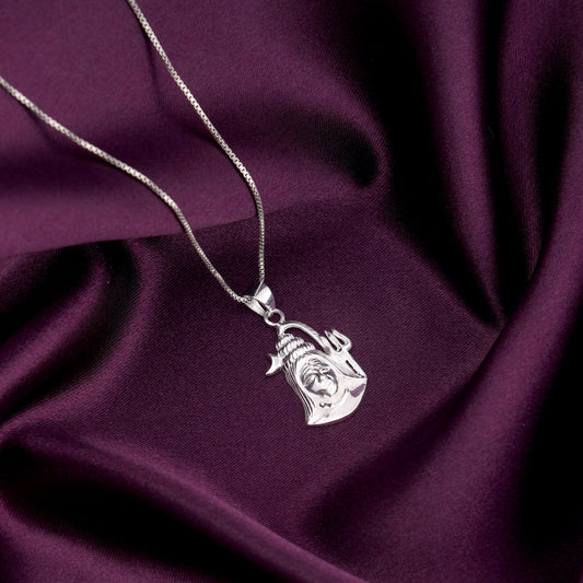 Silver Shiva Pendant with Box Chain