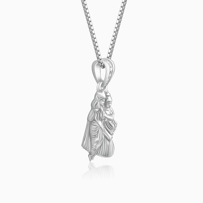 Silver Radha-Krishna Pendant with Box Chain