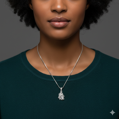 Silver Radha-Krishna Pendant with Box Chain