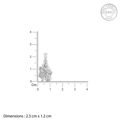 Silver Radha-Krishna Pendant with Box Chain