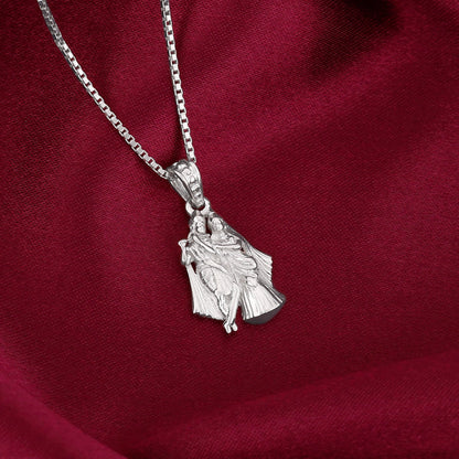 Silver Radha-Krishna Pendant with Box Chain