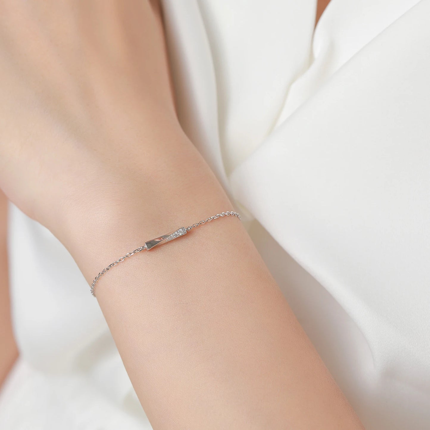 925 Sterling Silver Rectangle Chain Bracelet