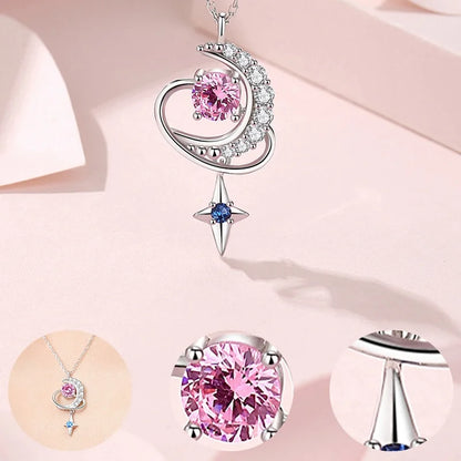 S925 Silver Red Book Moon Star Pendant