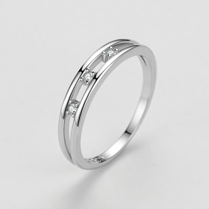 925 Sterling Silver Simple Double Layer Finger Ring