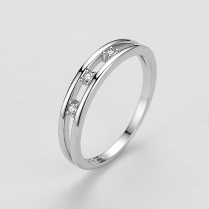925 Sterling Silver Simple Double Layer Finger Ring