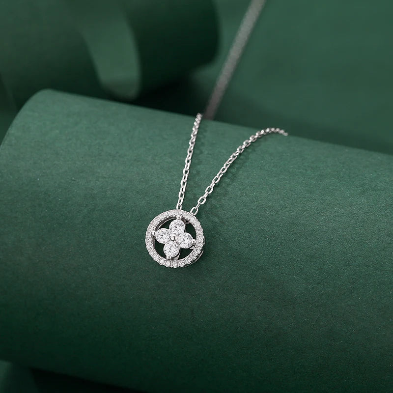 925 Sterling Silver Jewelry Shiny Four-leaf Clover Necklace