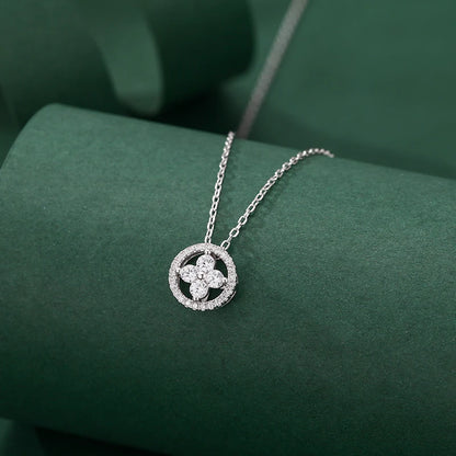 925 Sterling Silver Jewelry Shiny Four-leaf Clover Necklace