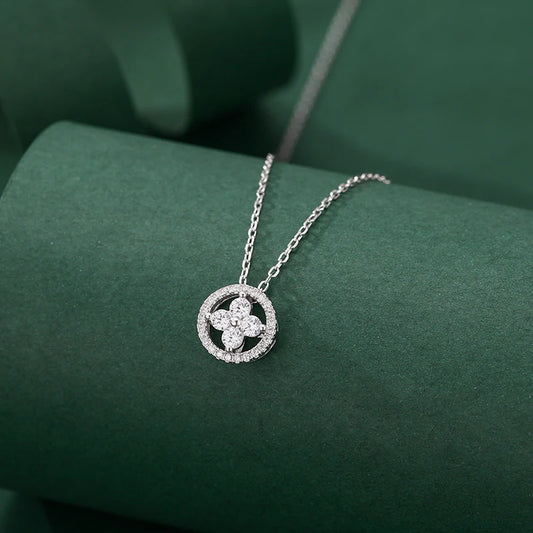925 Sterling Silver Jewelry Shiny Four-leaf Clover Necklace