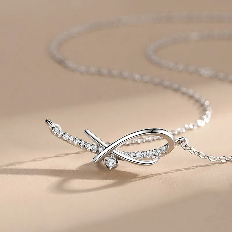 925 Sterling Silver Dainty Bowtie Pendant Necklace