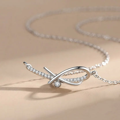 925 Sterling Silver Dainty Bowtie Pendant Necklace