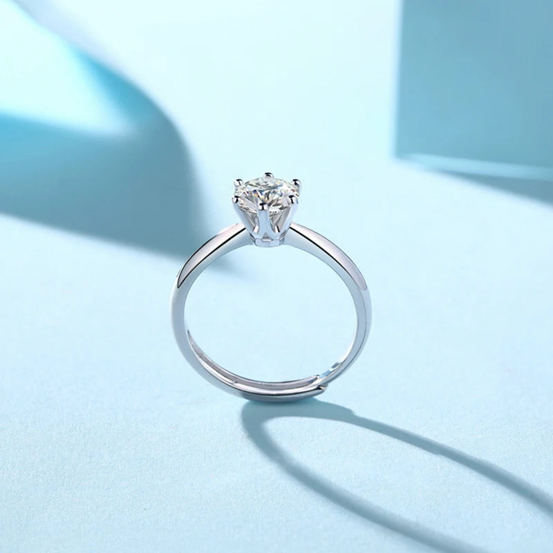 925 Round Moissanite Sterling Silver Ring