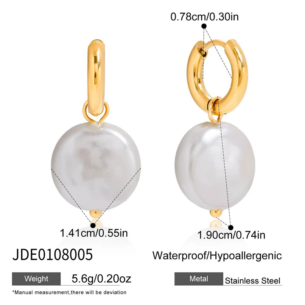 Glass Pearl Smooth Hoop Huggie Earrings - Kimiko