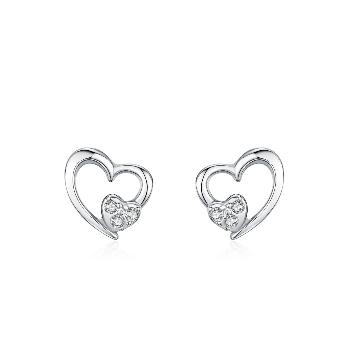 925 Sterling Silver Zircon Earrings Heart - Kimiko
