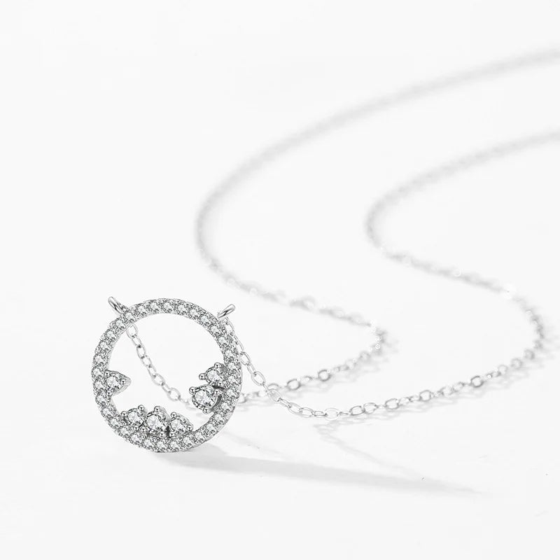 925 Silver Female European American Ins Style Zircon Pendant Necklace