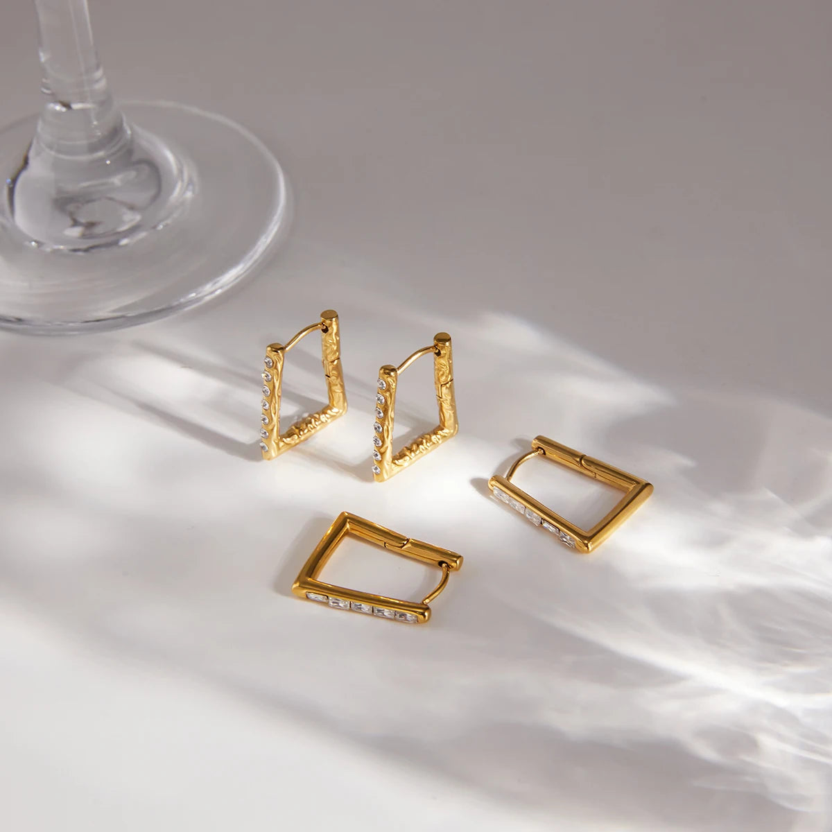 Crystal Hammer U Shape Geometric Earring