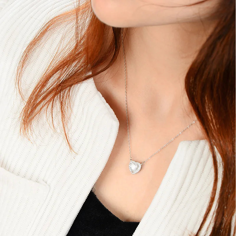 925 Sterling Silver Romantic Heart-Shaped Necklace