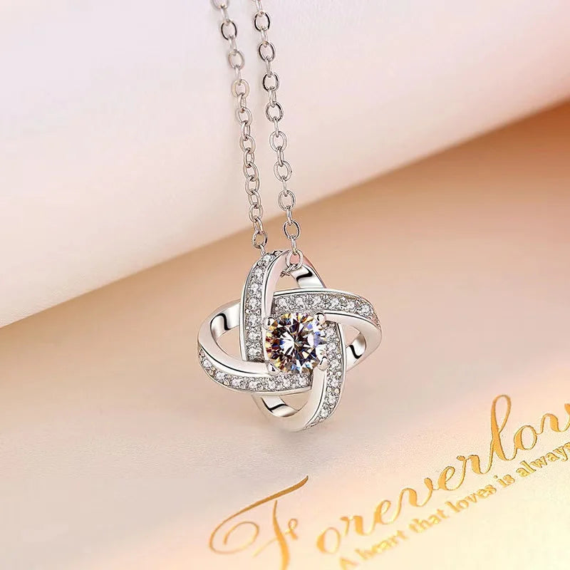 925 Sterling Silver Four-leaf Clover Inlaid Pendant