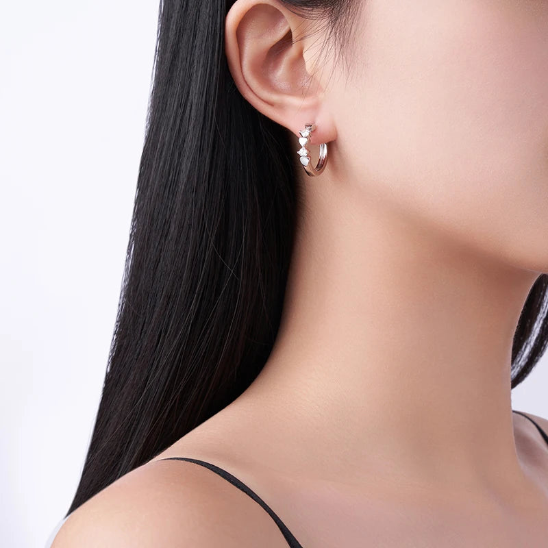 925 Silver Heart Design Hoop Fine Earring