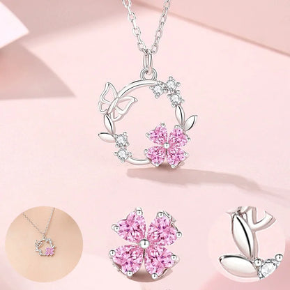 925 Silver Butterfly Wreath Necklace
