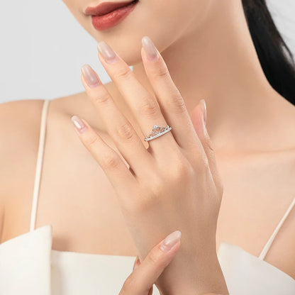925 Sterling Silver Fashion Elegant Clear CZ Crown Finger Ring