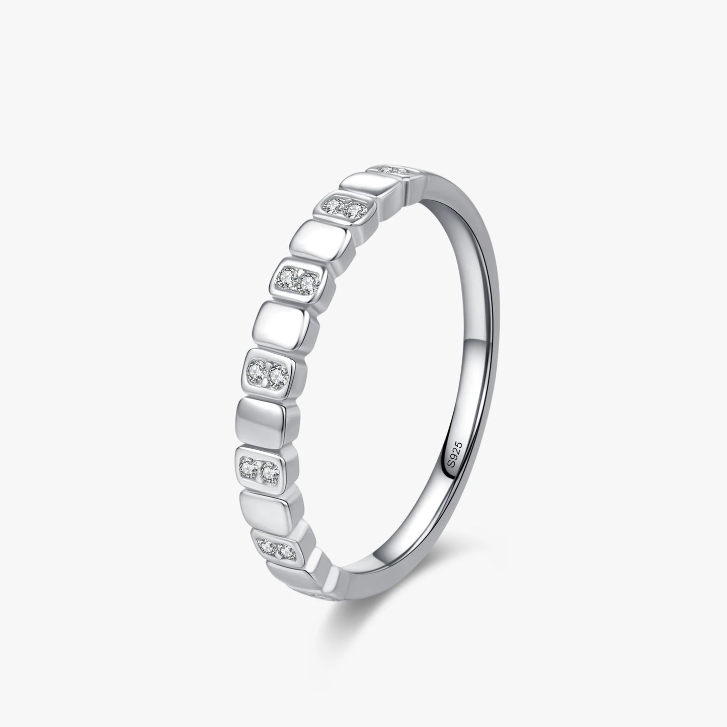 925 Sterling Silver SImple Geometric Design Zirconia Finger Ring