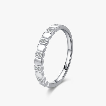 925 Sterling Silver SImple Geometric Design Zirconia Finger Ring