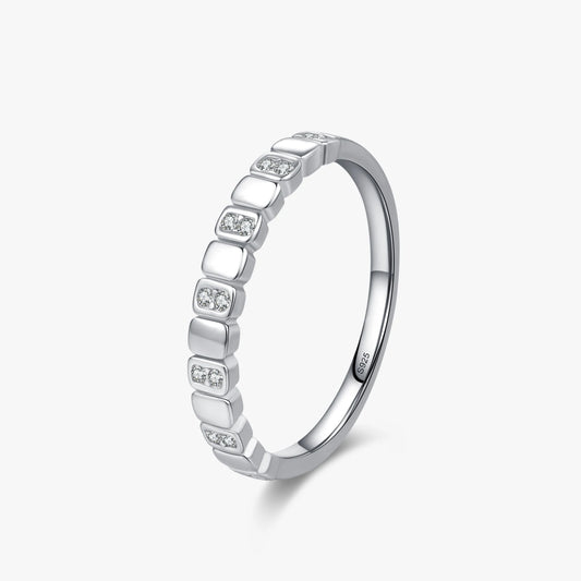 925 Sterling Silver SImple Geometric Design Zirconia Finger Ring