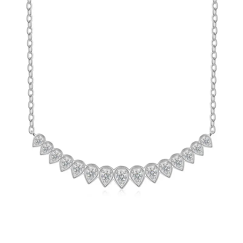 Pear Shape Bezel-Set Pave Necklace - Kimiko