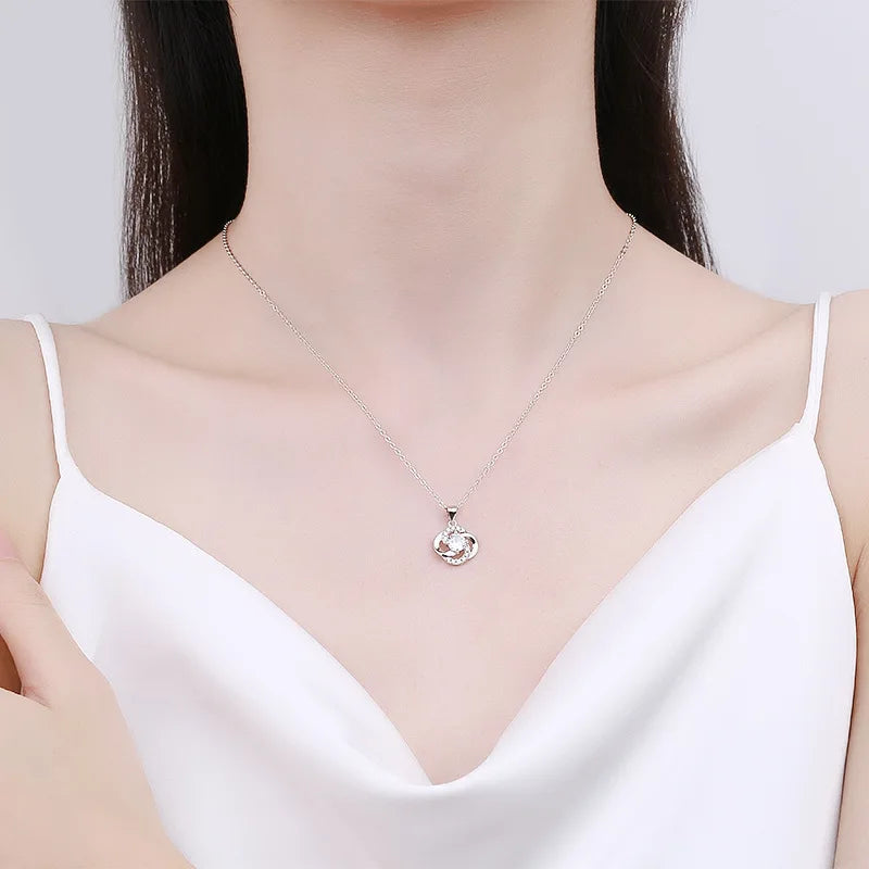S925 Sterling Silver Clavicle Chain Charm Necklace