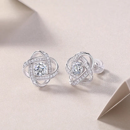 925 Silver Crossed Knot Design Stud Earrings