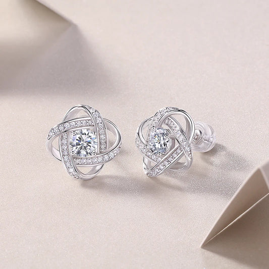 925 Silver Crossed Knot Design Stud Earrings