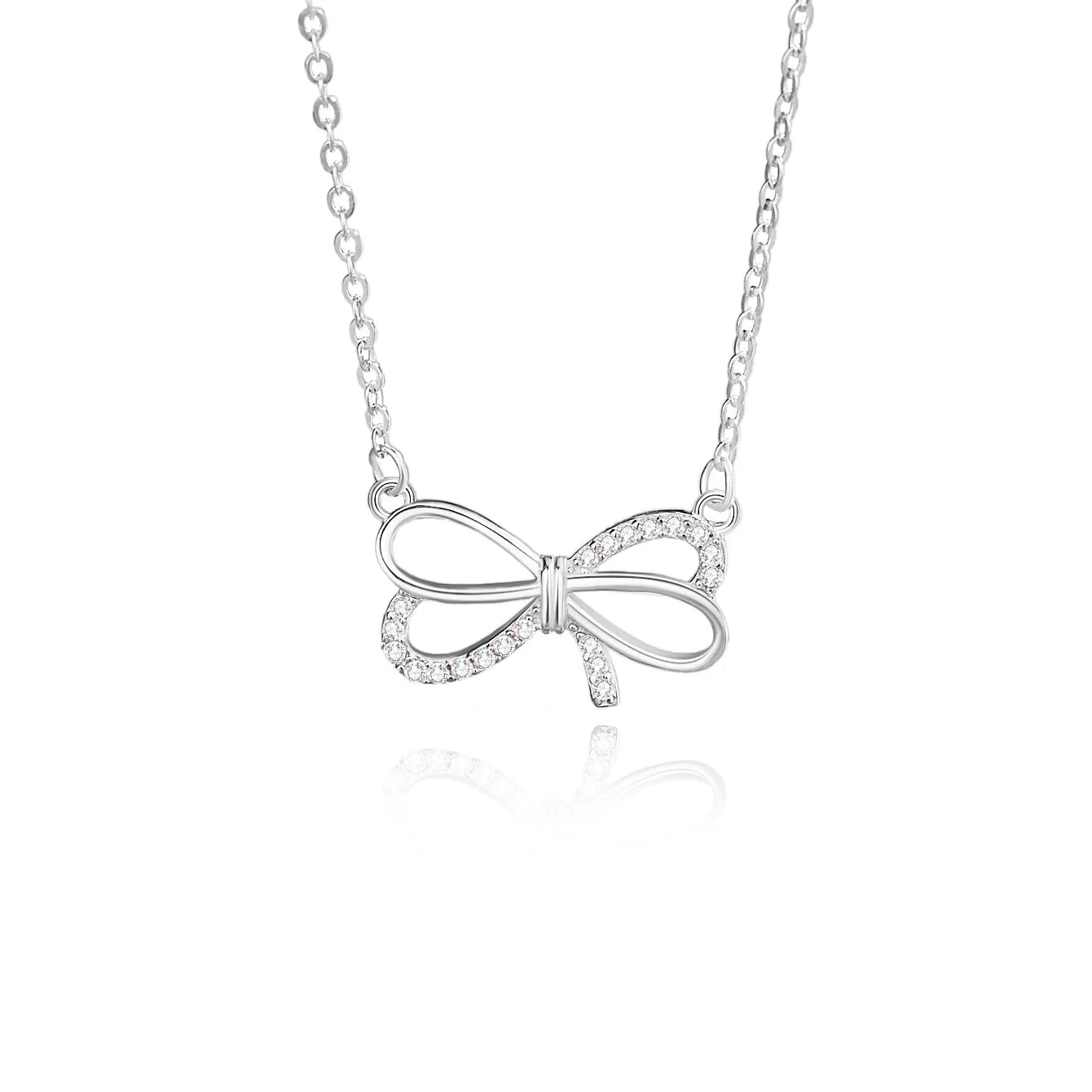 925 Silver Bow Necklace for Women