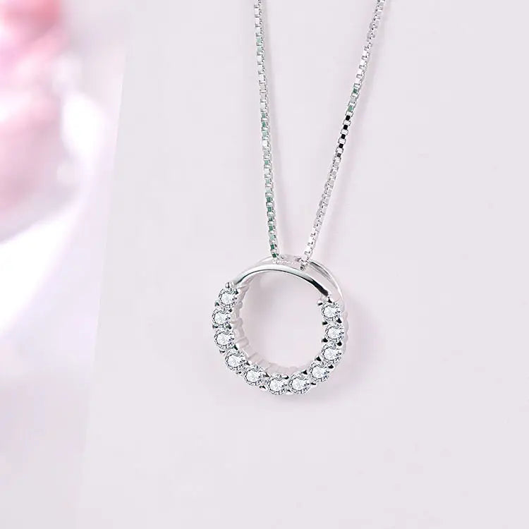 925 Sterling Silver 5A Cubic Zircon Round Pendant Women