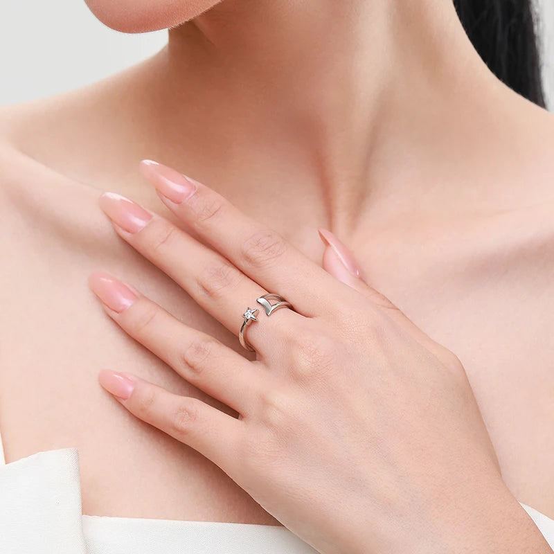 Adjustable Star Moon Open Size Ring