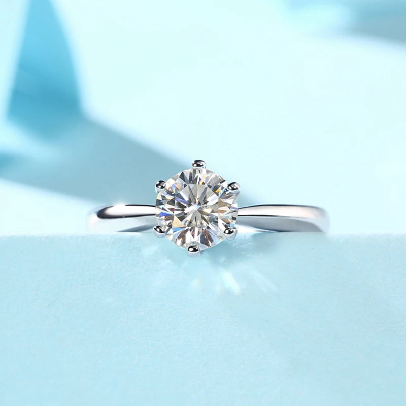 925 Round Moissanite Sterling Silver Ring
