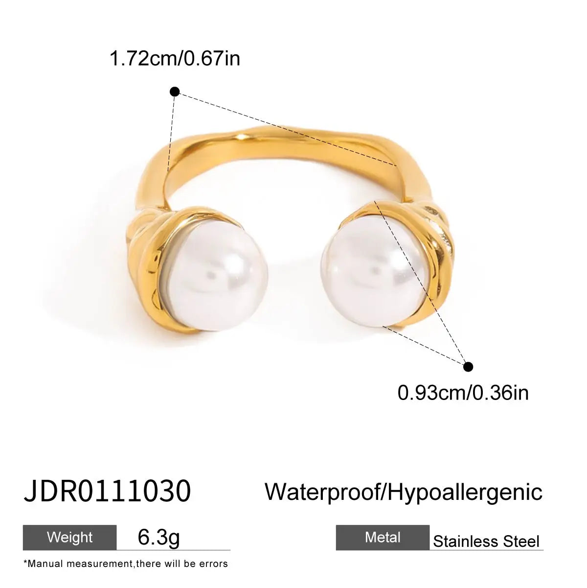 Pearl Textured Hammered Open Ring