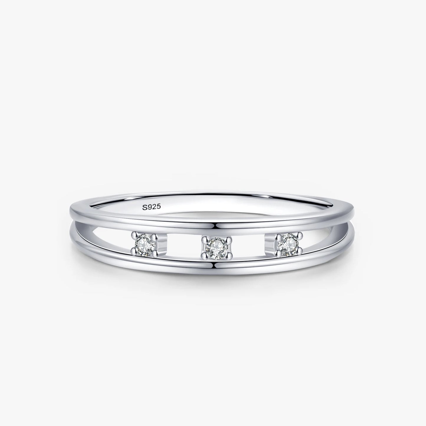 925 Sterling Silver Simple Double Layer Finger Ring