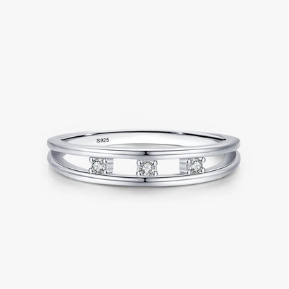 925 Sterling Silver Simple Double Layer Finger Ring