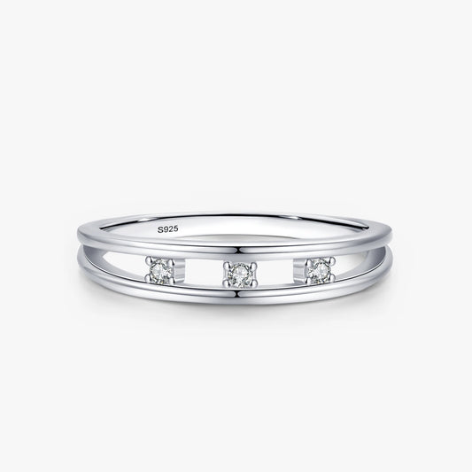 925 Sterling Silver Simple Double Layer Finger Ring