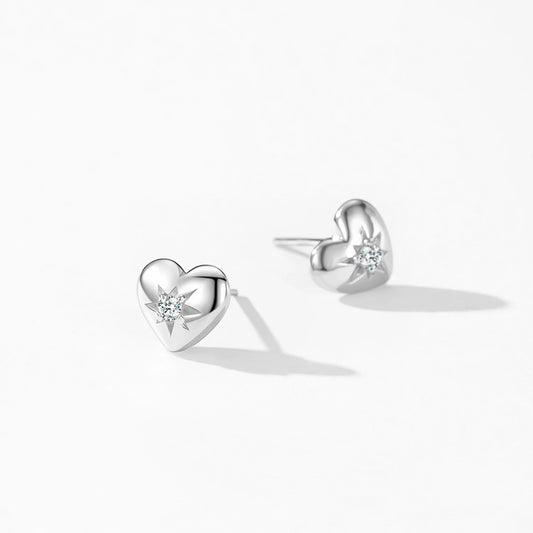 925 Sterling Silver Romance Heart Stud Earrings