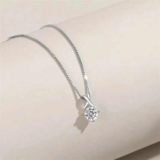 925 Sterling Silver Prong Setting Necklace