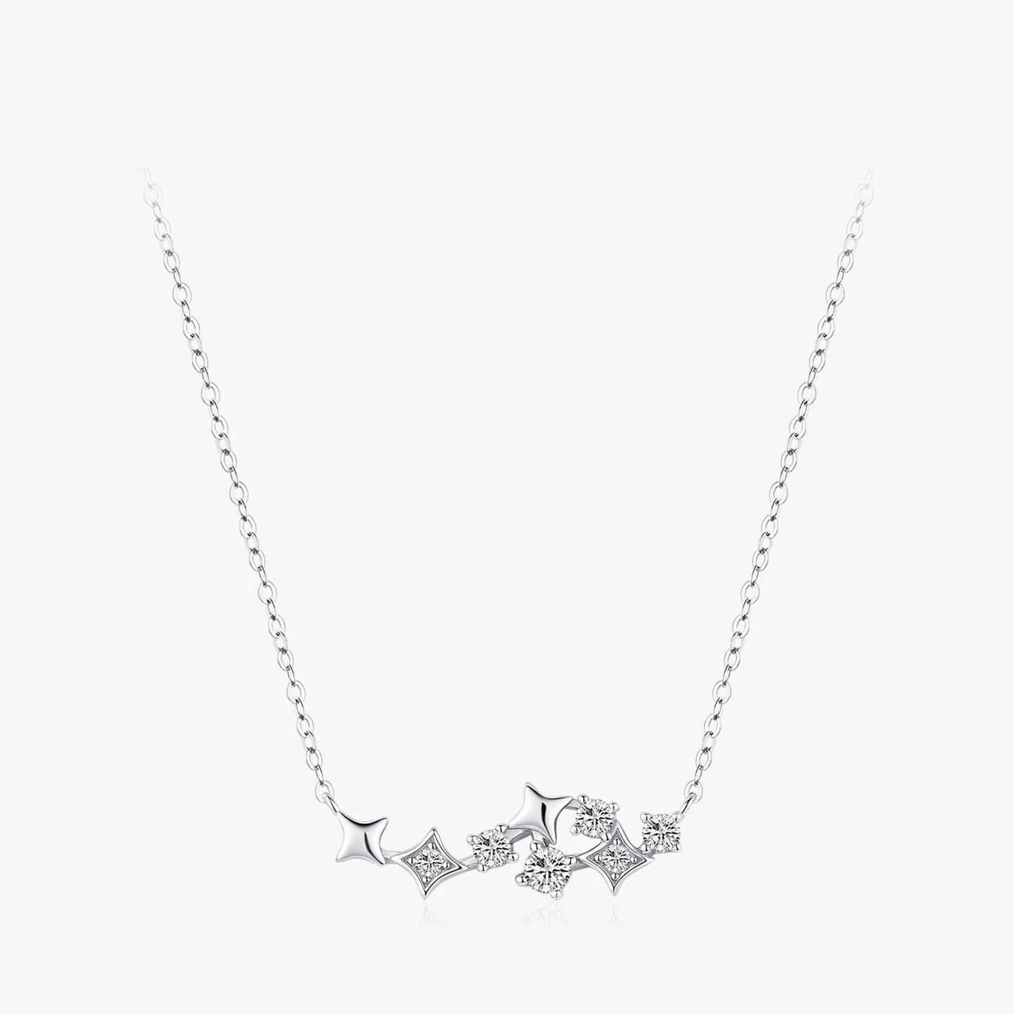 925 Sterling Silver Dainty Stars Necklace