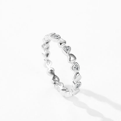 925 Sterling Silver Charm Romantic Heart Zirconia Finger Rings
