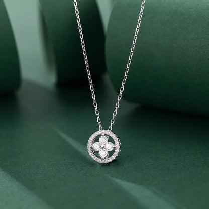 925 Sterling Silver Jewelry Shiny Four-leaf Clover Necklace