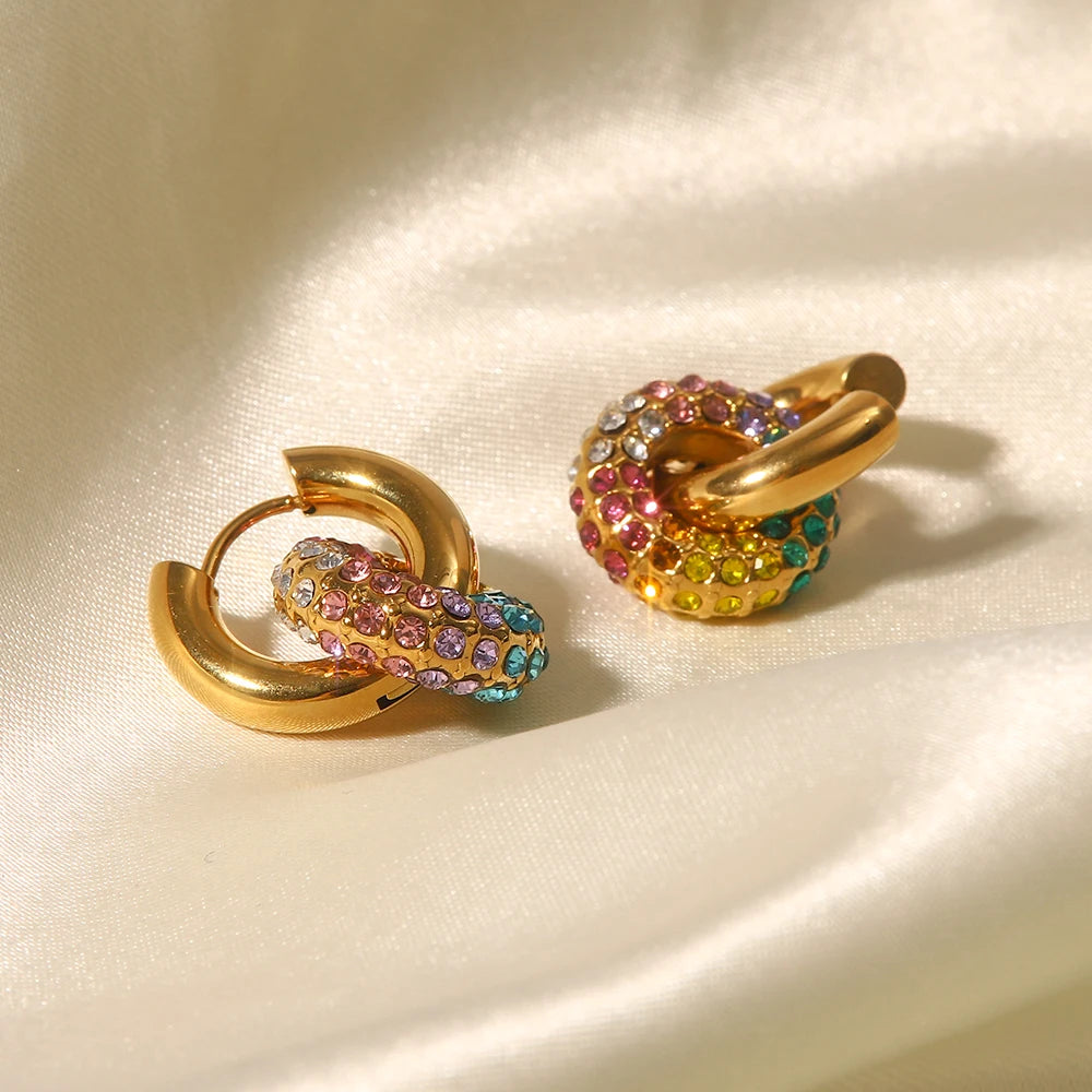 Colorful Cubic Zirconia Hoop Earrings for Women